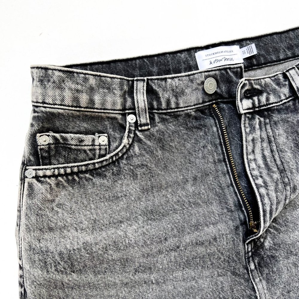 NWT & other stories denim mini skirt light wash black/grey 8 - Picture 4 of 5